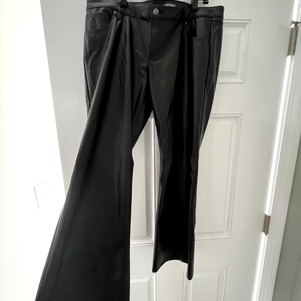 Black Cropped Leather Pants